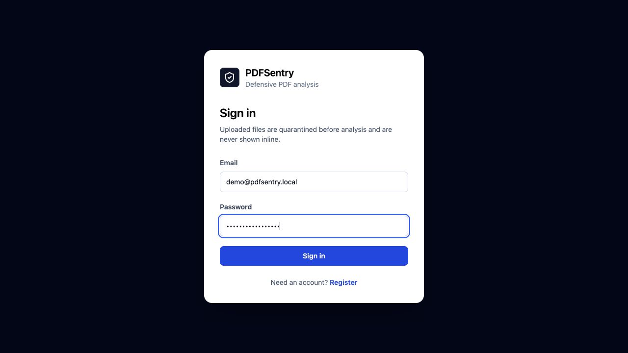 PDFSentry secure sign-in interface